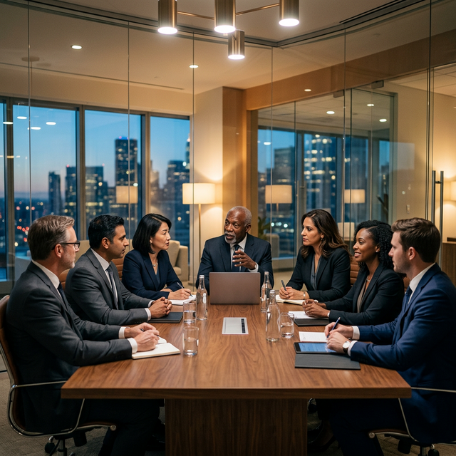 Executive leadership team in boardroom